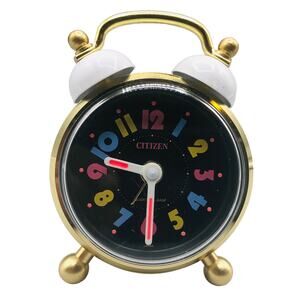 Citizen Vintage Mini Alarm Clock Multicolored numbers New Battery
